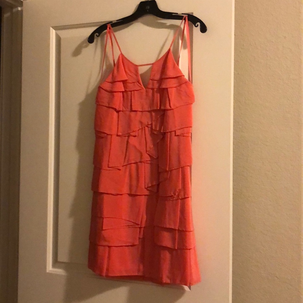 Coral ruffled BCBG MAXAZRIA dress